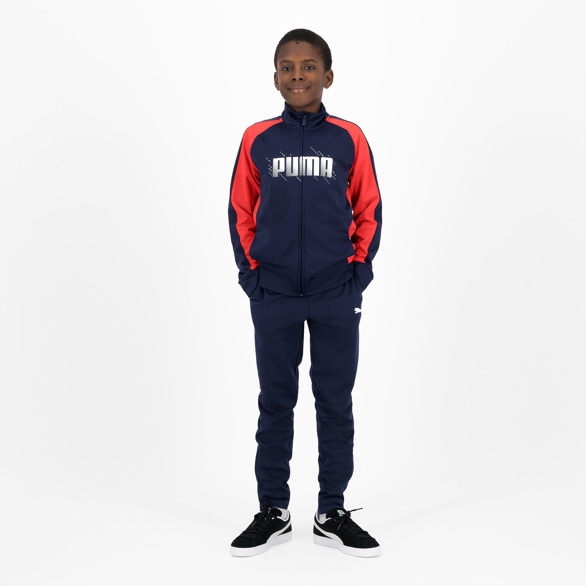 Chandal Puma Ninos Azul Marino Rojo Sintetico Transpirable